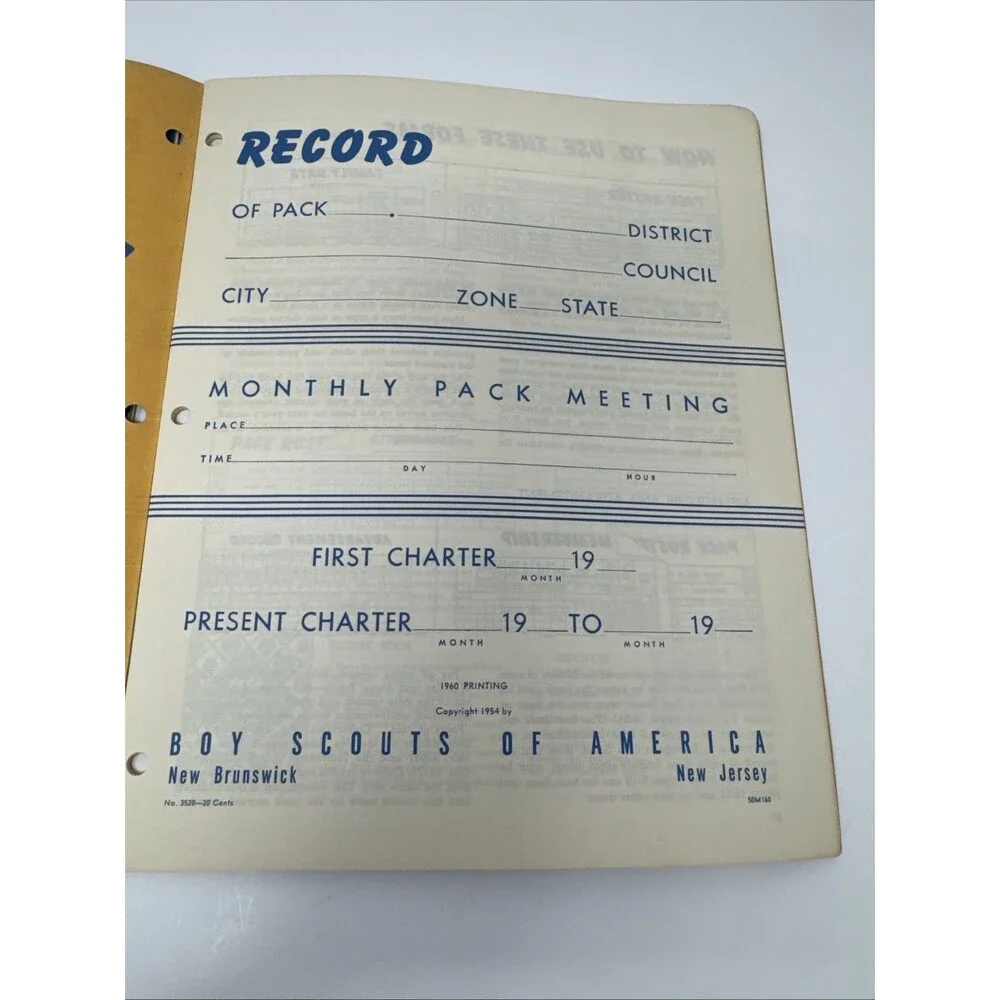 2 Vgt 1961 Pack Record Book Boy Scouts of America Unused NOS Financial